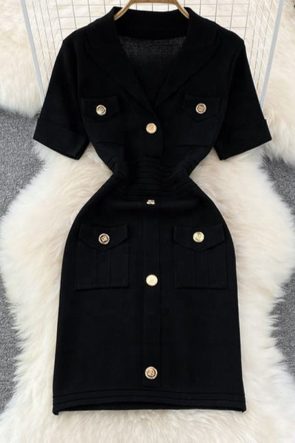 French Temperament Knitted Dress Fall New Stretchy Slim Bodycon Dress
