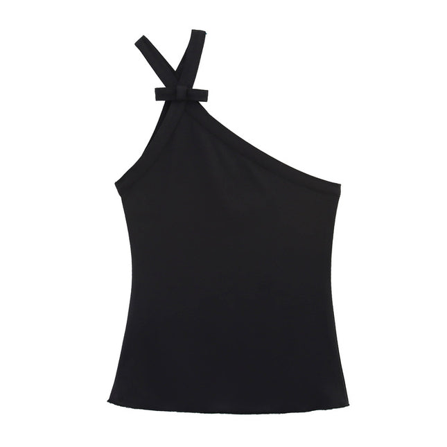 Asymmetrical Design Black Color Hot Sale Casual Fashion Women's tank Tops