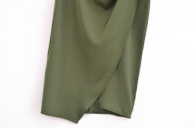 3 Colorway Front Slit Pleated Solid Color Spaghetti Strap Casual Fashion Women Long slip Dress