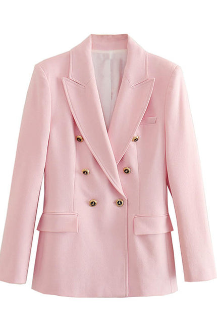 6 Colorway Solid Color Double Breasted Long Sleeve Casual Elegant blazer Jacket for Women