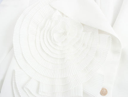 White Color Single Breasted Long Sleeve Front Flower Casual Fashion blazer Jacket for Women