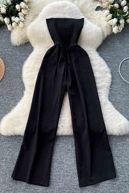 Women Vacation Sexy Strapless One Shoulder Sleeveless Jumpsuit