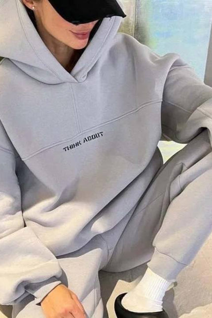 PASUXI Custom Logo Women Hoodie 2 Piece Set Winter Solid Color Hoodie Women Fitness Jogger Women Two Piece Set
