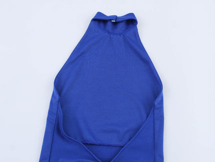 2 Colorway Sleeveless Solid Color Back Hollow Out Casual Fashion Long Halter Dress for Women