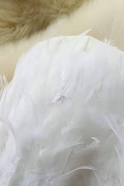 Summer New Sleeveless Sexy White Feather Splicing Chest Slimming Jumpsuit
