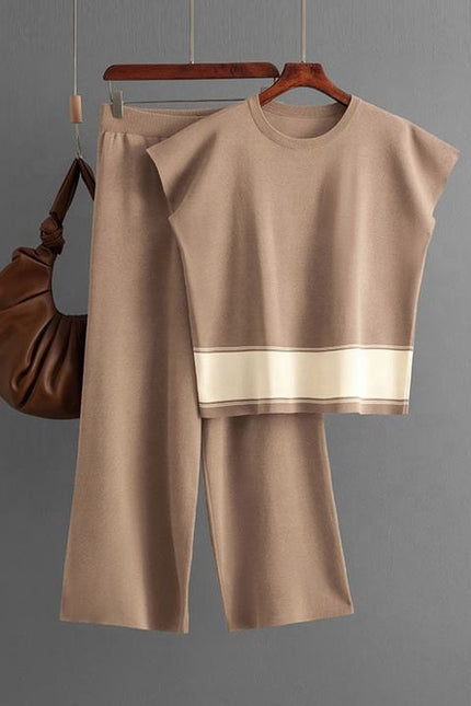 Women's Plus Size Suit Women's Sweater Loose High Waist Wide Leg Pants Fashion Two-piece Set