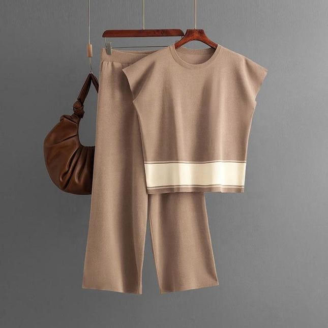 Women's Plus Size Suit Women's Sweater Loose High Waist Wide Leg Pants Fashion Two-piece Set