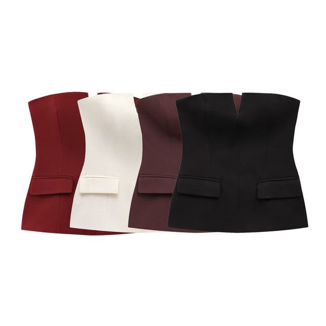 4 Colorway Solid Color Strapless Hot Sale Casual Fashion Crop tank Top for Women