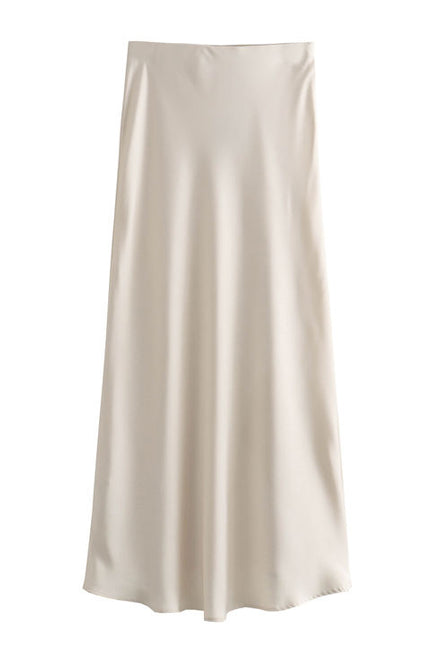 23 Colorway Solid Color Elastic Waist Silky Casual Fashion Satin Long Skirts for Women