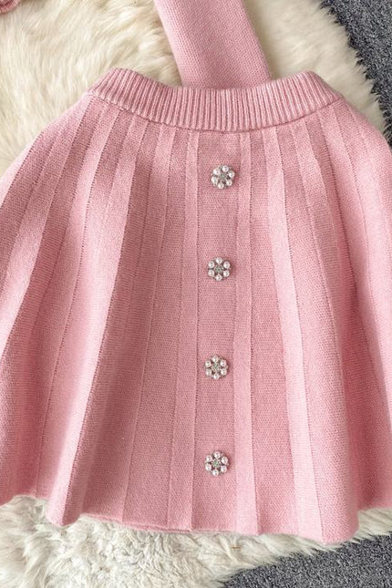 New Women Knit Two Piece Sets Short Sweater Cardigan Skirt Set Elegant Office Party Two Pieces