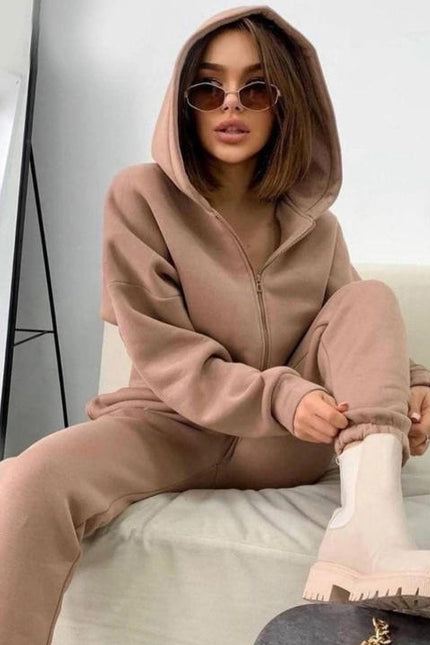 PASUXI Hot Sale Womens Long Sleeve Sports Sets Casual Zip Hoodies and Running Pants Two Piece Sets