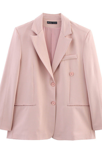 Pink Color Single Breasted Long Sleeve Notched Collar Causal Fashion blazer Jacket for Women