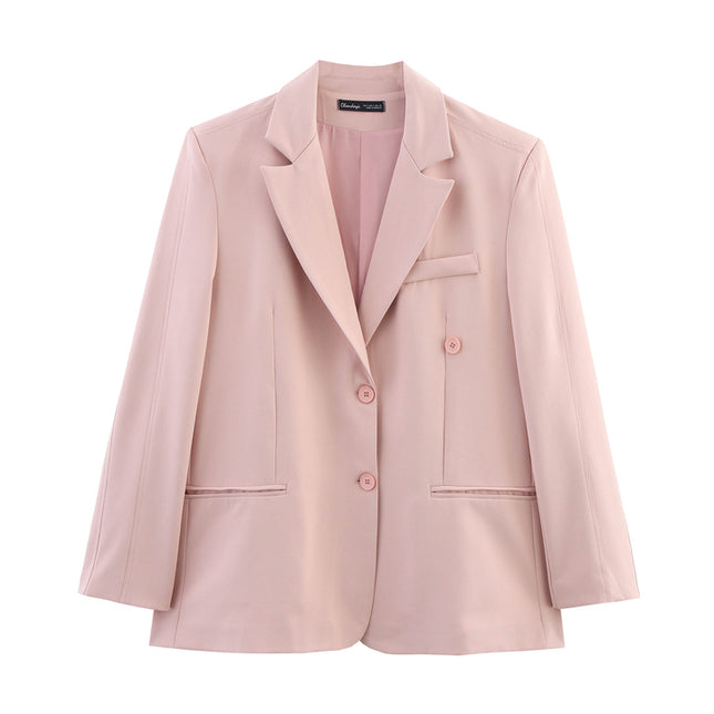 Pink Color Single Breasted Long Sleeve Notched Collar Causal Fashion blazer Jacket for Women