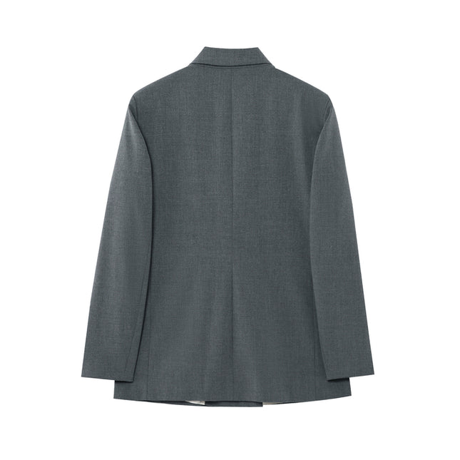 3 Colorway Notched Collar Double Breasted Solid Color Long Sleeve Casual Fashion blazer Jacket for Women
