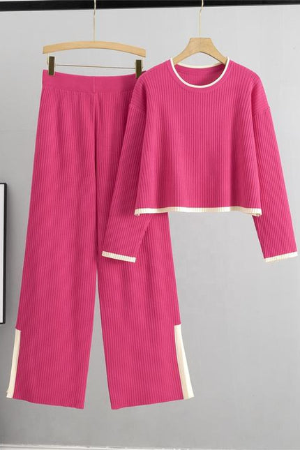 Knitted Set Women's Autumn Sweater Wide Leg Pants Two-piece Set
