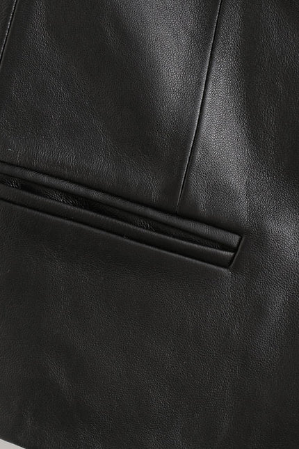 Strapless Black Color Buttons up Casual Fashion Leather tank Top for Women