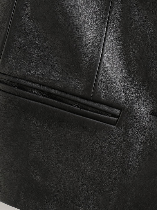 Strapless Black Color Buttons up Casual Fashion Leather tank Top for Women