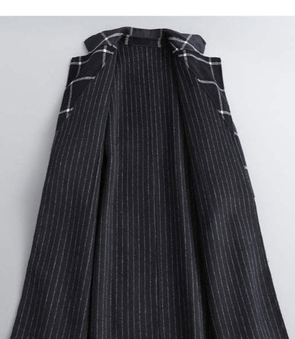 2022 New Plaid Pattern Mid-length Windbreaker Female Korean Version Slim Double-breasted Design Temperament Coat
