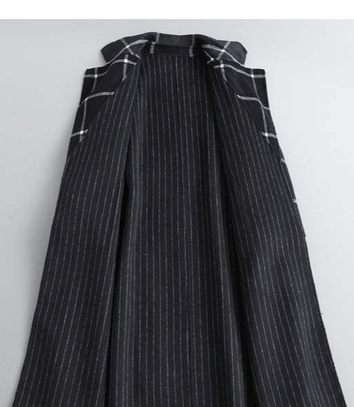 2022 New Plaid Pattern Mid-length Windbreaker Female Korean Version Slim Double-breasted Design Temperament Coat