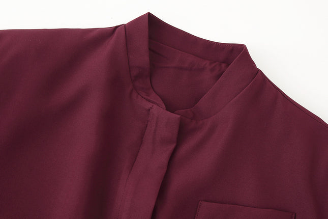 V Neck Red Color Long Sleeve Zipper Fly Hot Sale Casual Fashion Jacket for Women