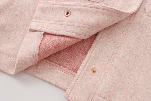 2 Colorway Solid Color Single Breasted Crew Neck Long Sleeve Casual Fashion Jacket for Women