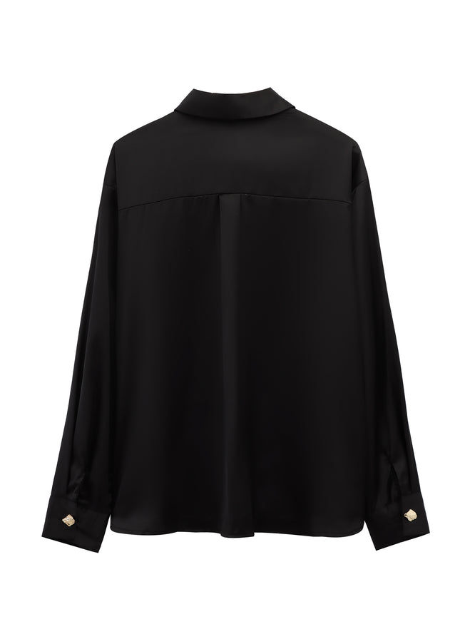 2 Colorway Turn Down Collar Buttons up Solid Color Long Sleeve Casual Fashion Tops Blouse for Women