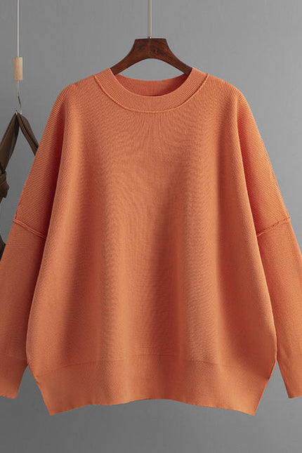 High Street Black Women Crew Neck Oversized Loose Plain Sweater Drop Shoulder Sweatshirts