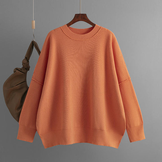 High Street Black Women Crew Neck Oversized Loose Plain Sweater Drop Shoulder Sweatshirts
