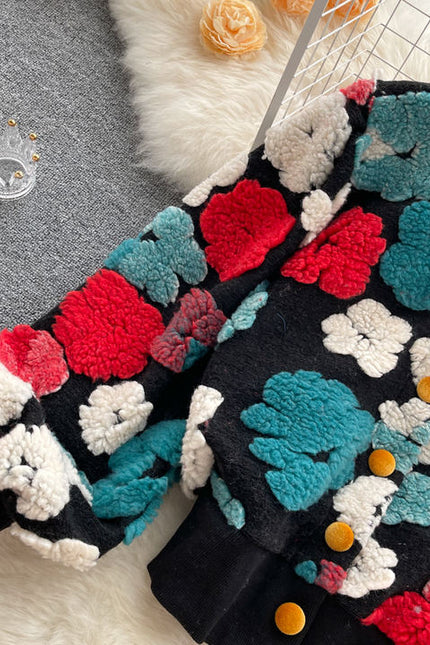 Fall Three Dimensional Flower Single Breasted Cardigan Women'S Winter Jackets Woman Coats for Ladies