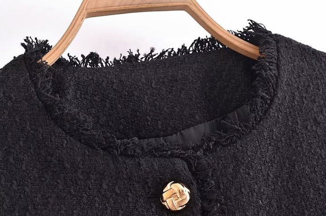 Wholesale Autumn New Women's Solid Color Round Collar Pocket Chunky Jacket Coat