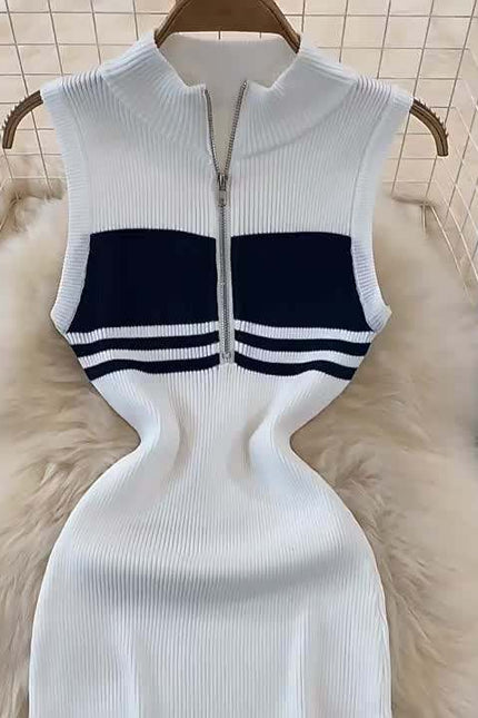 Striped Knit Vest Dress Summer Sexy Slim Tight Sleeveless Dresses