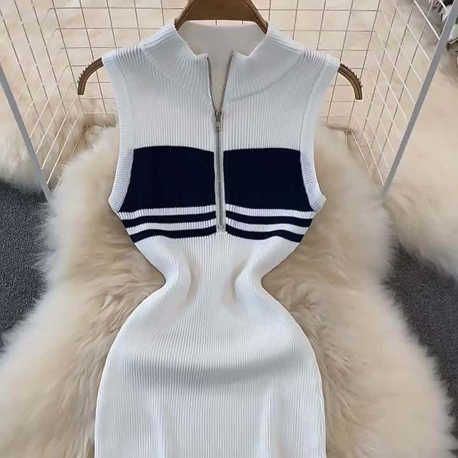 Striped Knit Vest Dress Summer Sexy Slim Tight Sleeveless Dresses
