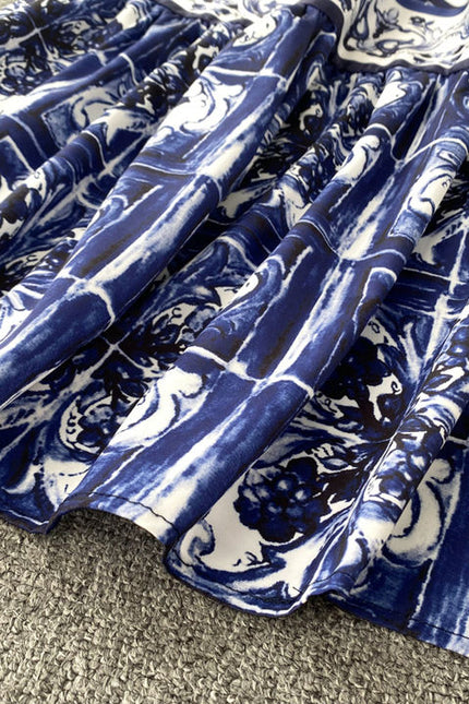 Sleeveless Print A-line Dress Summer Simple High Waist Maxi Dress Ladies Elegant Dresses Clothes Women Wholesale