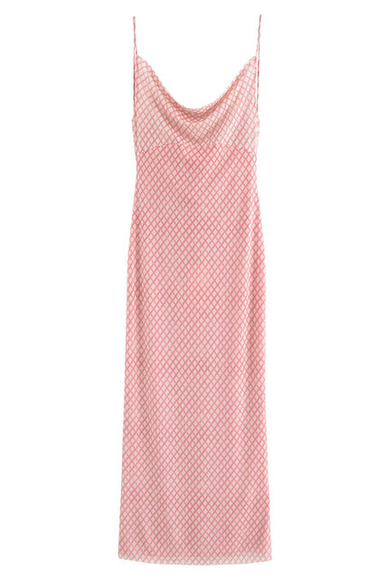 Back Hollow Out pink Color Spaghetti Strap Casual Fashion Summer Long slip Dress for Women