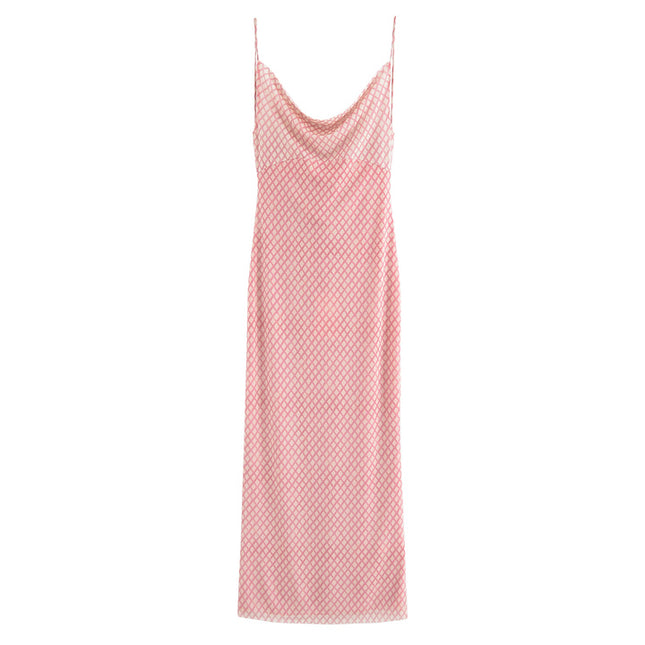 Back Hollow Out pink Color Spaghetti Strap Casual Fashion Summer Long slip Dress for Women