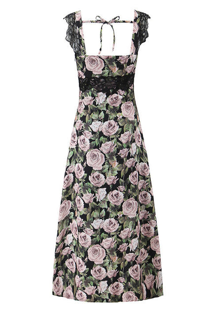 Shoulder Strap Floral Print Multi Color Casual Fashion Midi Dress for Women