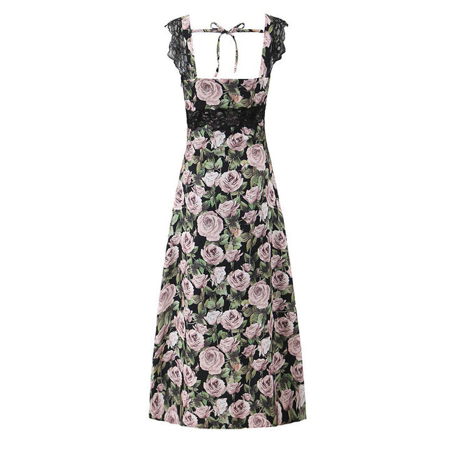 Shoulder Strap Floral Print Multi Color Casual Fashion Midi Dress for Women