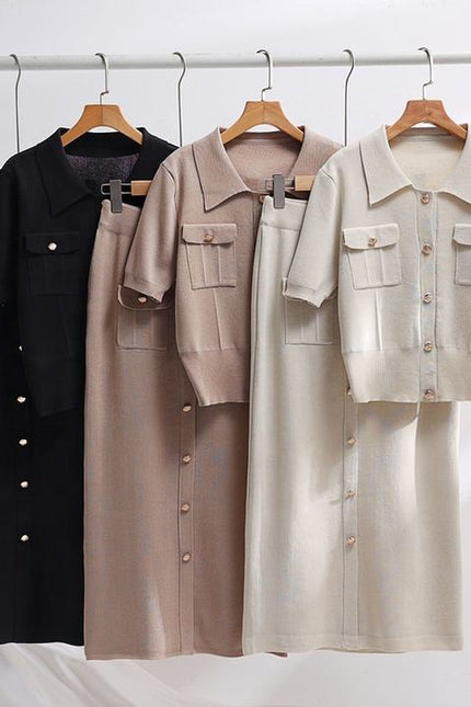 High-grade Knit Suit Women 2024 Spring and Autumn New Two-piece Set Sweet Gentle Wind Short-sleeved Skirt