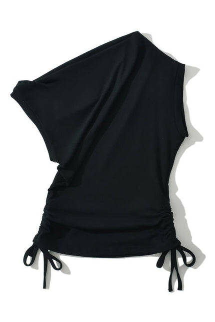 2 Colorway Solid Color Sleeveless Asymmetrical Design Casual Fashion tank Top for Women