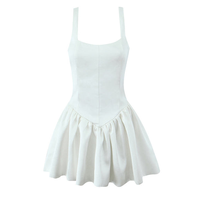 2 Colorway Shoulder Strap Solid Color Casual Fashion Mini Summer slip Dress for Women