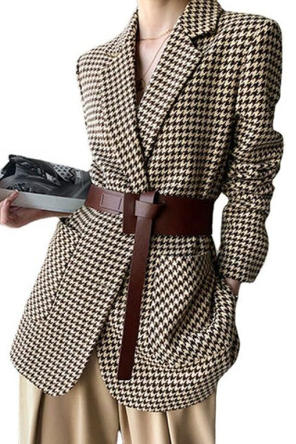 New Design Winter Women Slim Plaid Warm Long Coats