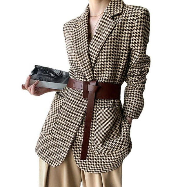 New Design Winter Women Slim Plaid Warm Long Coats