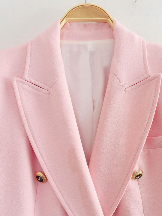 6 Colorway Solid Color Double Breasted Long Sleeve Casual Elegant blazer Jacket for Women