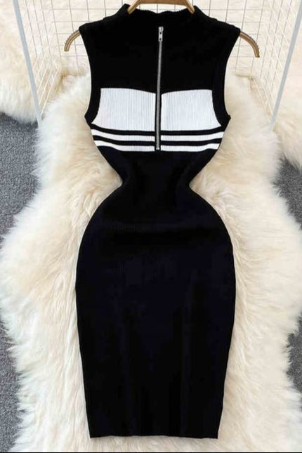 Striped Knit Vest Dress Summer Sexy Slim Tight Sleeveless Dresses