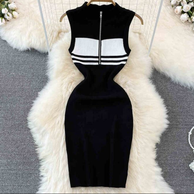 Striped Knit Vest Dress Summer Sexy Slim Tight Sleeveless Dresses