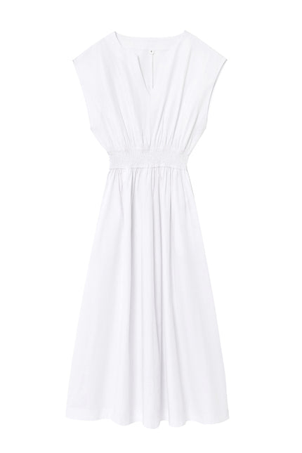 4 Colorway Elastic Waist Solid Color Crew Neck Casual Fashion Long Dress for Women