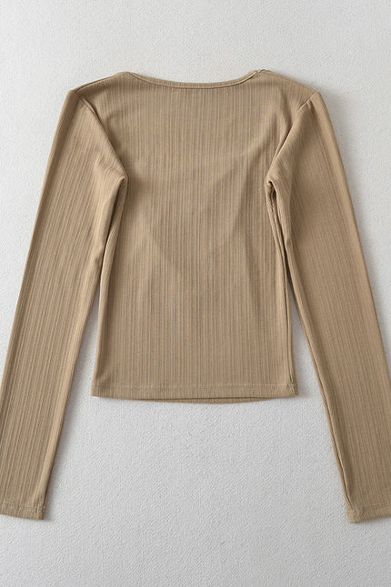 5 Colorway Solid Color square Collar Long Sleeve Front Pleated Casual Fashion Women t Shirt