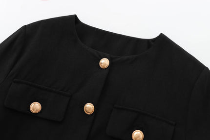 3 Colorway ekip boyun tek göğüslü uzun kollu düz renk rahat moda ceket kadınlar için