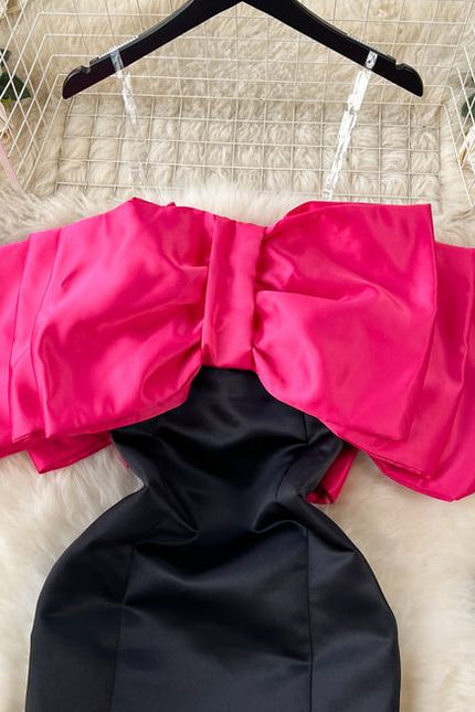 Women Rose Red Bow Splicing Tank Sleeveless Sleeveless Pencil Dress 2024 Summer Sexy Party Prom Club Bodycon