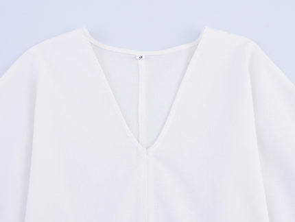 2 Colorway v Neck Long Sleeve Solid Color Casual Fashion Tops Blouse for Women